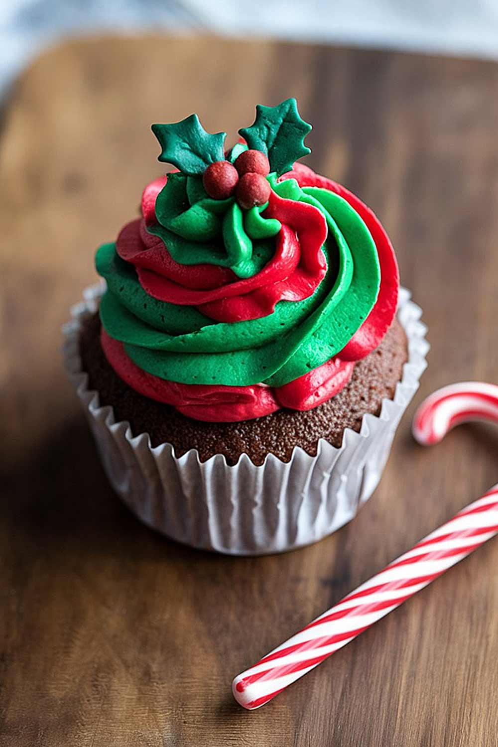 Red and Green Christmas Cupcake Decor