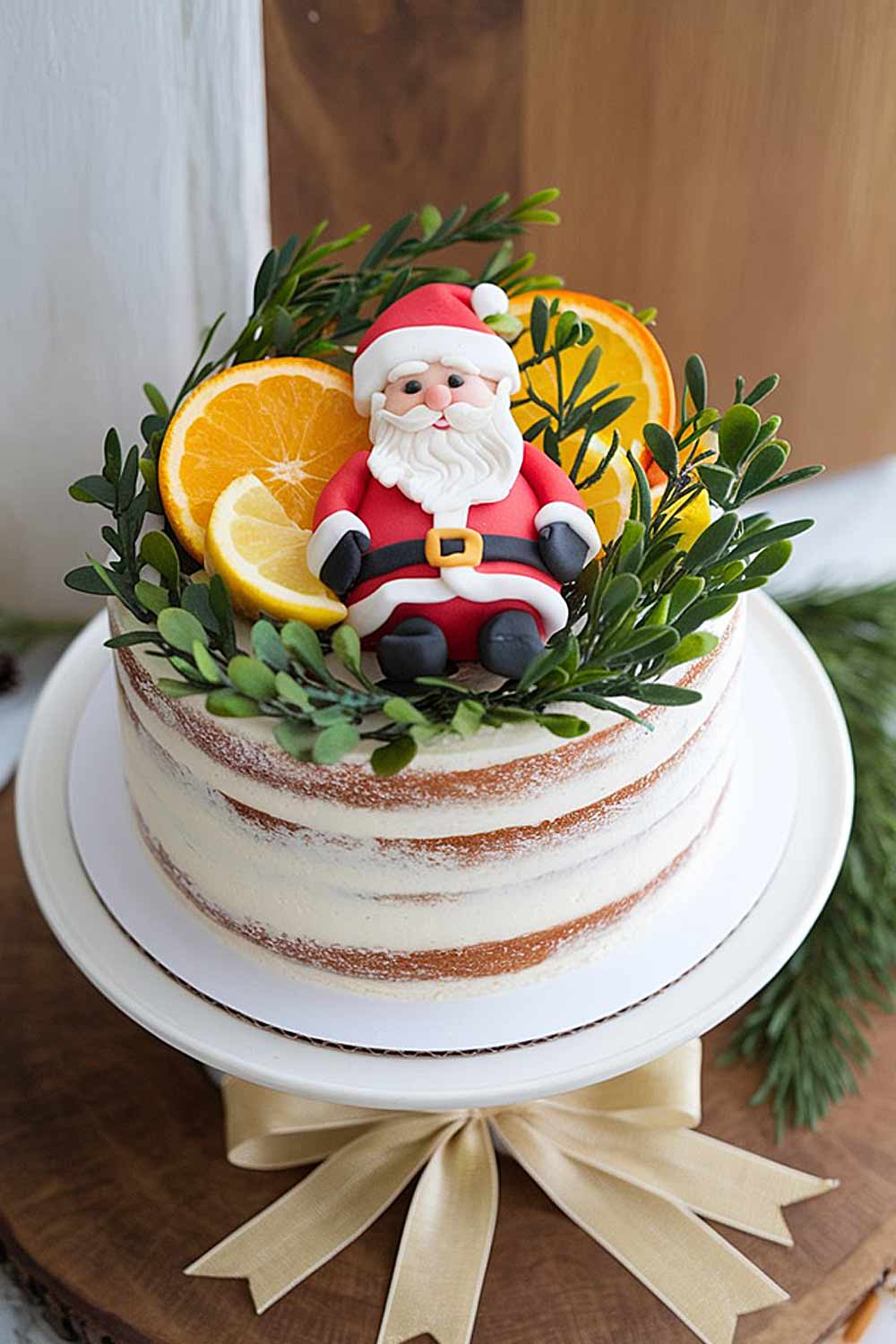 Santa Christmas Cake Decoration Idea with Oranges