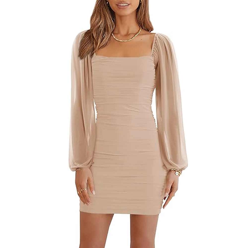 Long Sleeve Square Neck Mini Dress