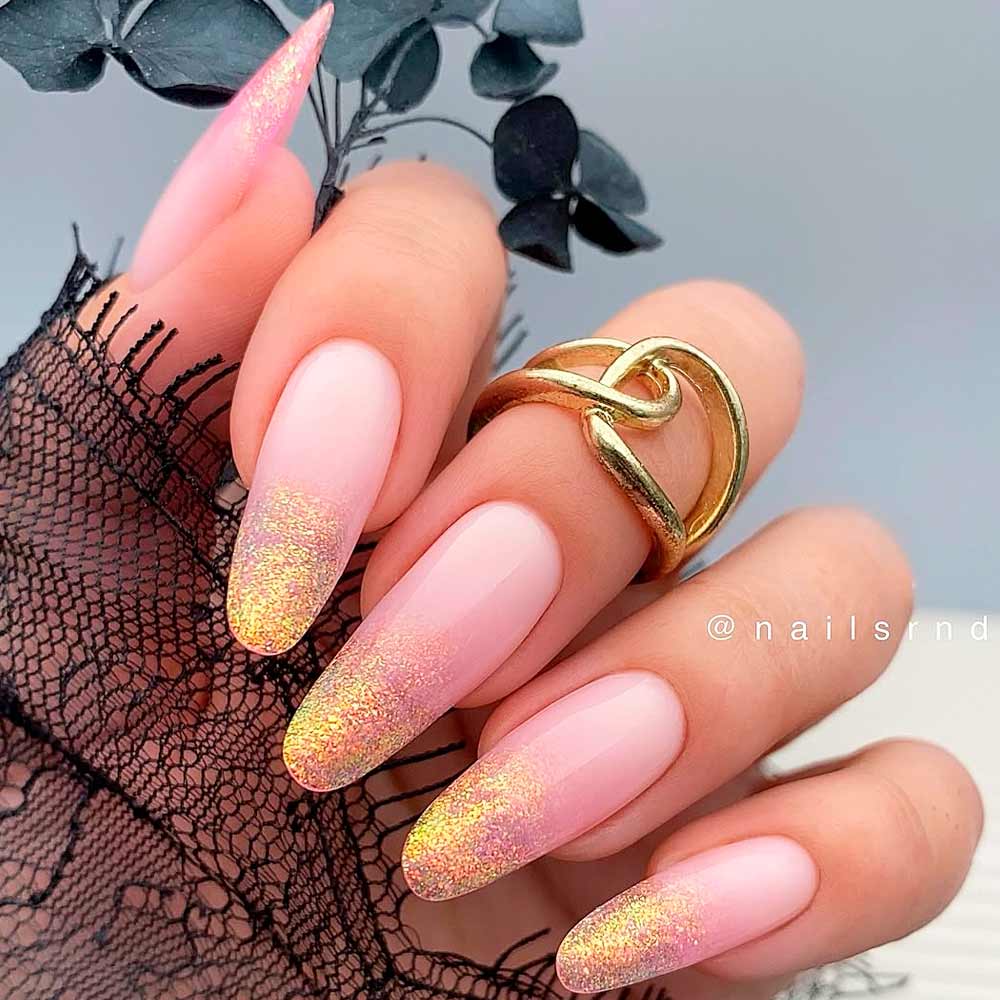 Elegant Nude And Gold Nail Designs