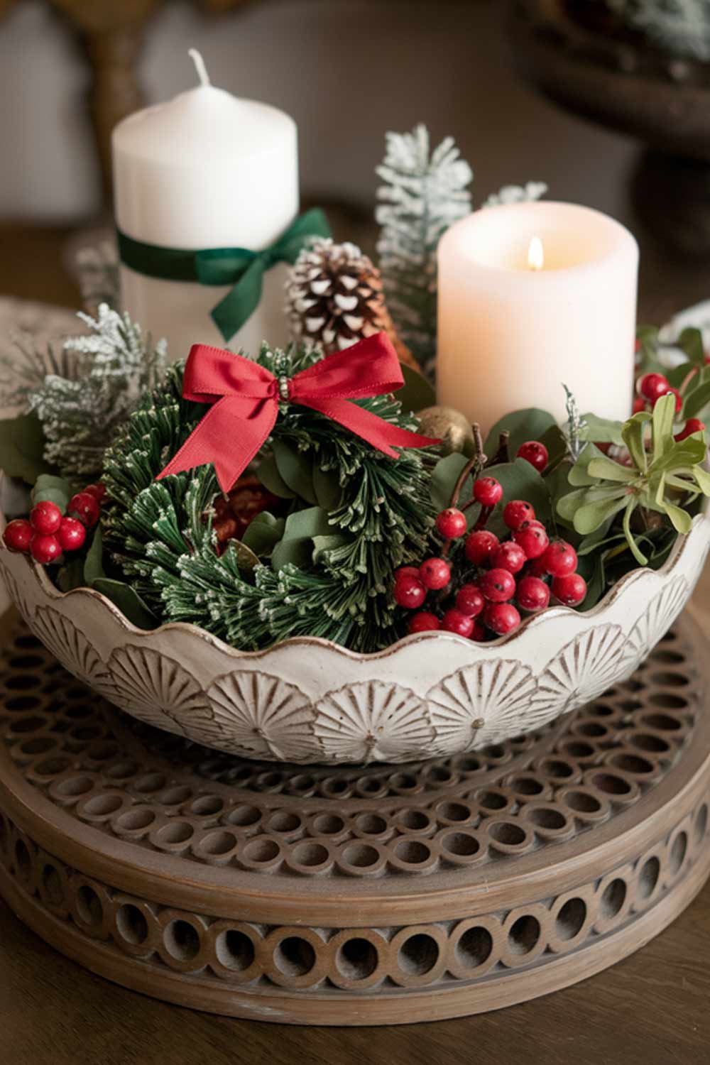 Christmas Centerpiece with Candles