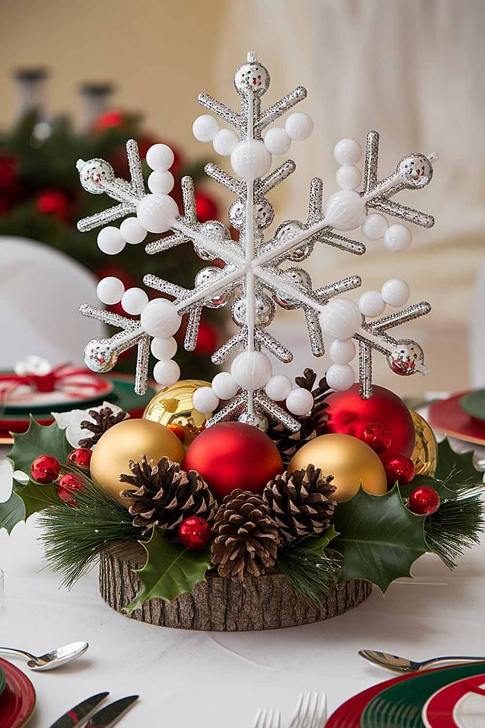 Christmas Toys with Snowflake Centerpiece