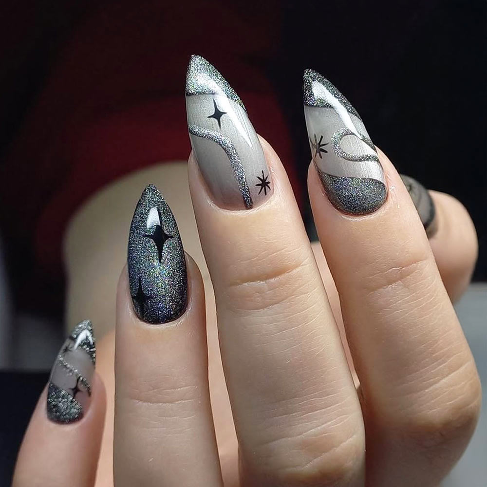 Galaxy Stars Nail Art Designs