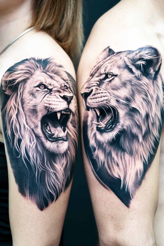 Lion and Lioness in Realistic Style