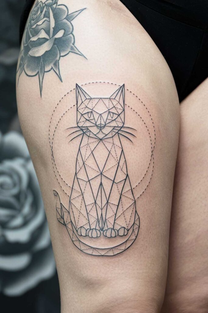 Geometric Cat on a Thigh