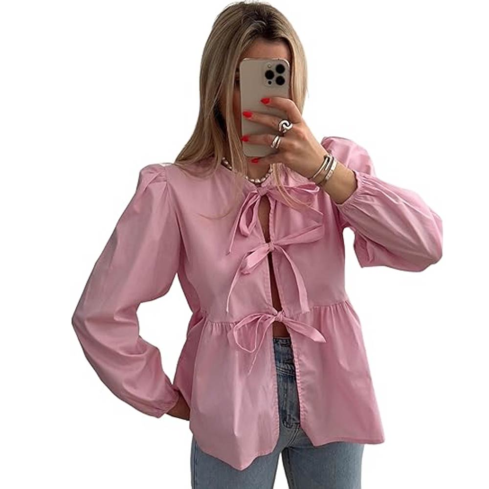 Babydoll Blouse Long Sleeve Peplum Ruffle