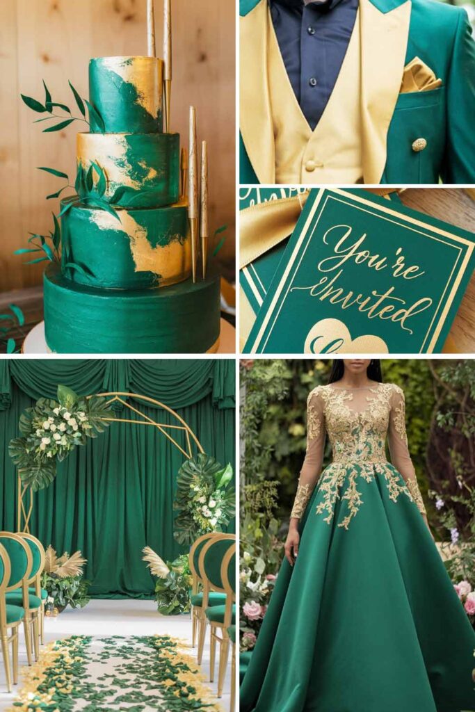 Emerald and Gold Wedding Colors