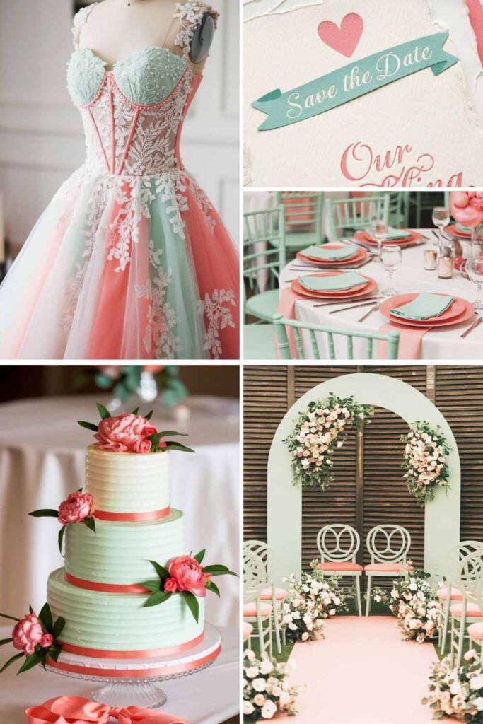 Mint and Coral Wedding Palette