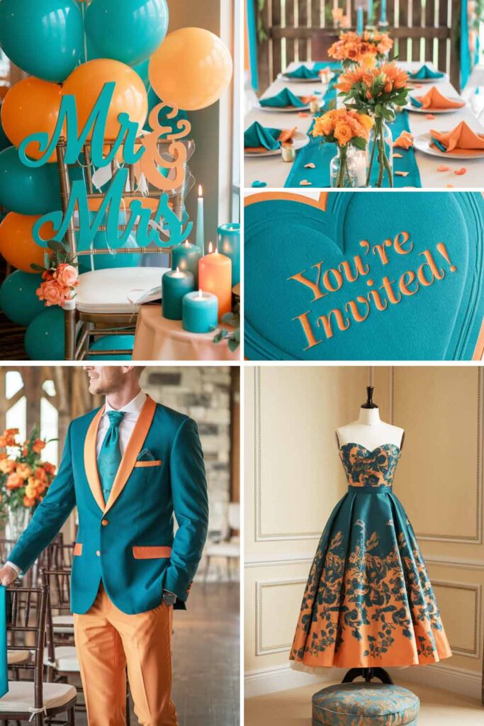 Teal and Orange Wedding Color Palette