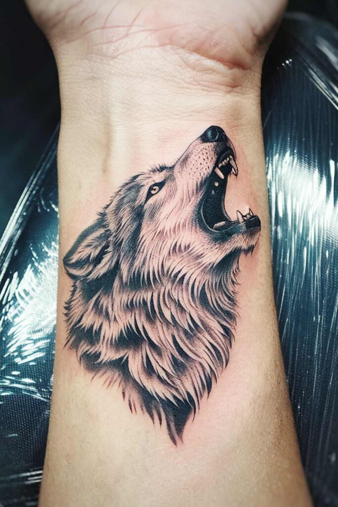 Wrist Wolf Tattoo Design