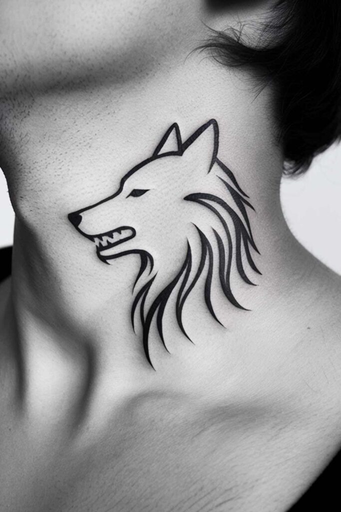 Neck Wolf Tattoo Design