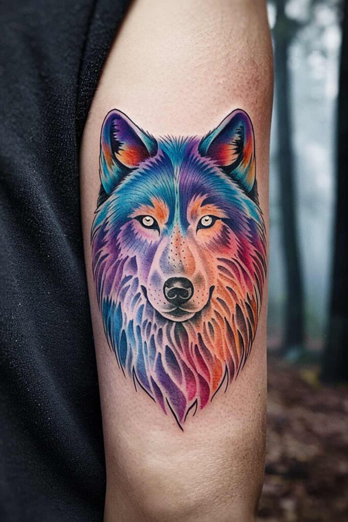 Watercolor Wolf Tattoo