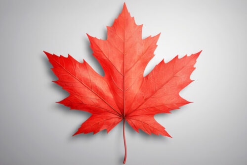 Which country’s flag has a maple leaf in the center?