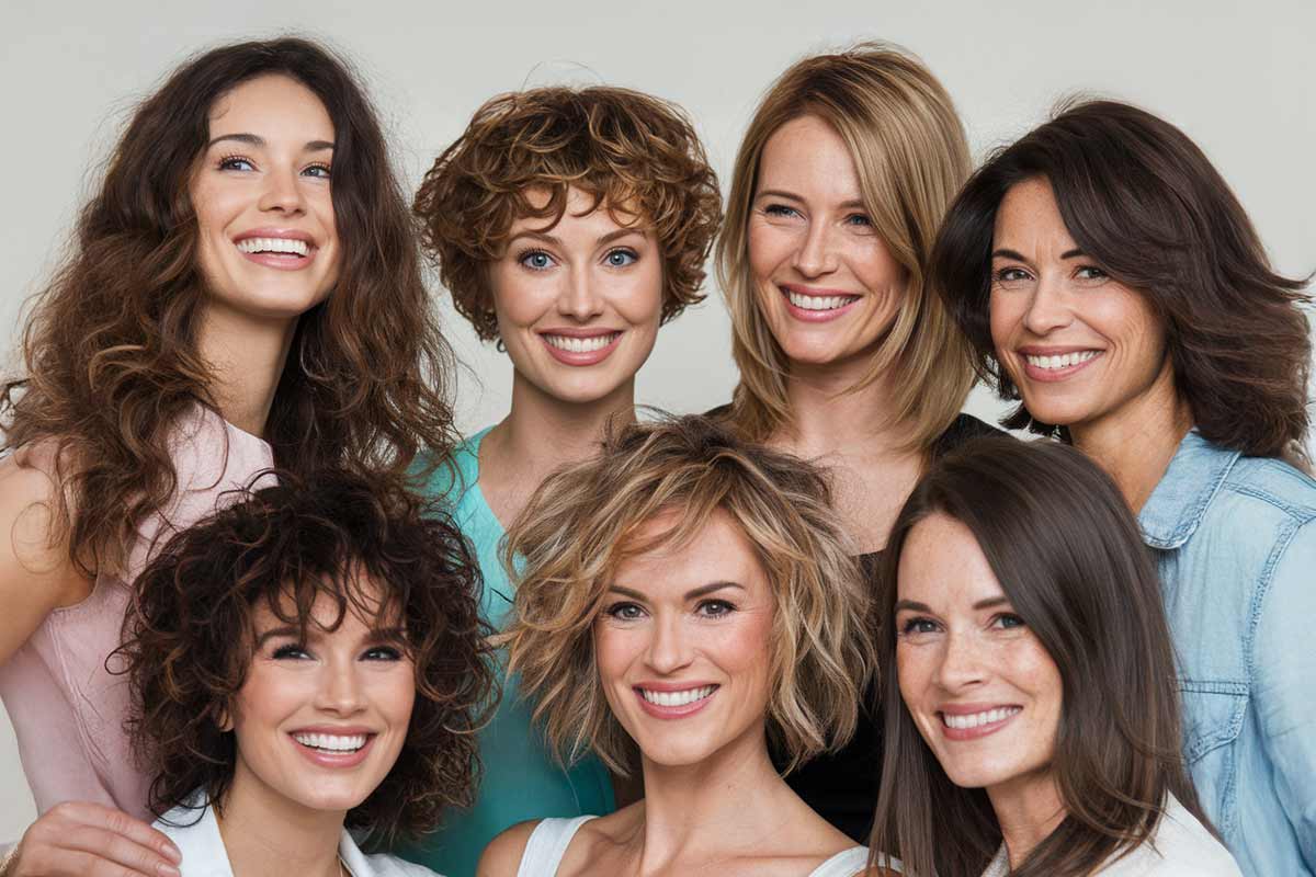 Your Perfect Cut Awaits! Take The Haircut for Your Face Shape Quiz! - A digital quiz interface displaying options for round, oval, heart, square, rectangular, or diamond face shapes.