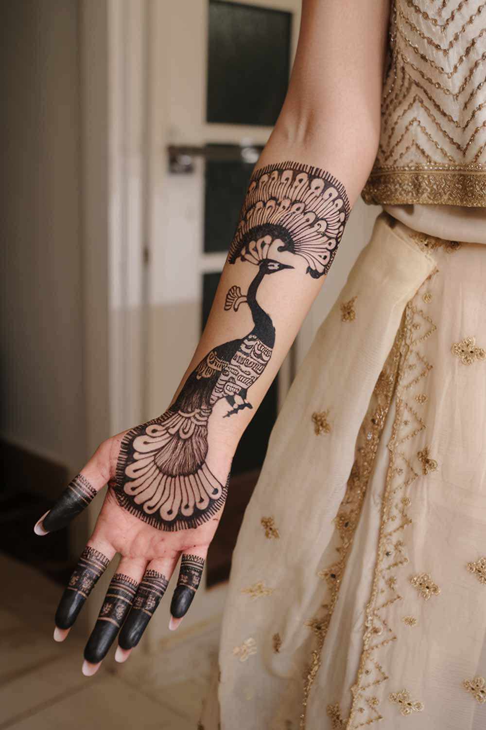 Forearm Tattoo Design with Peacock 