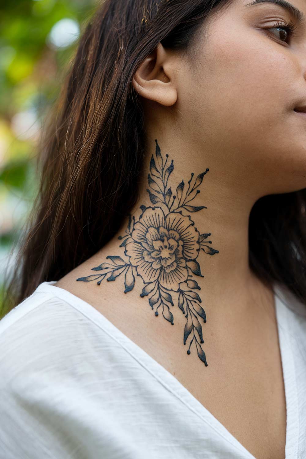 Neck Henna Tattoo