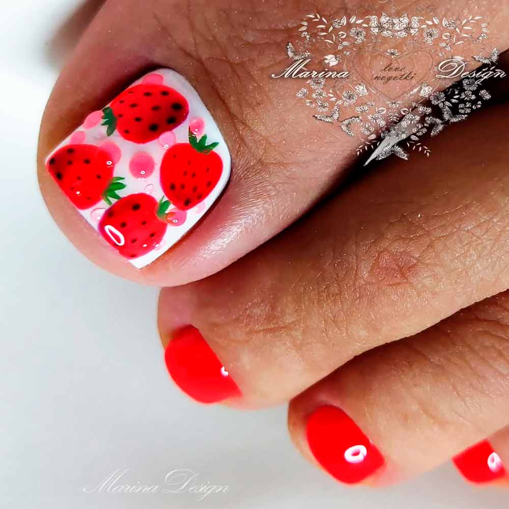 Toe Nails with Fruits #toenail #toenails #pedicure #toenaildesigns #pedicuredesigns