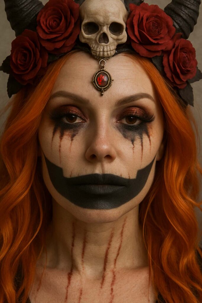 Demon And Pumpkin Halloween Makeup Ideas