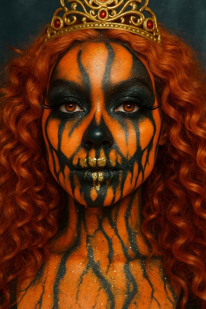 Demon And Pumpkin Halloween Makeup Ideas