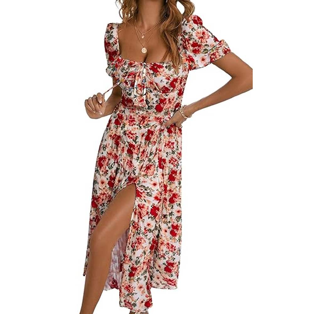 Split Thigh Floral Dress