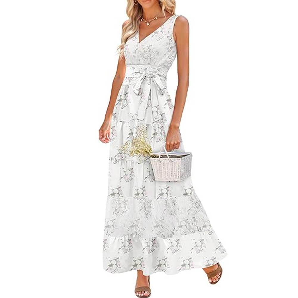 Sleeveless Boho Floral Maxi Dress