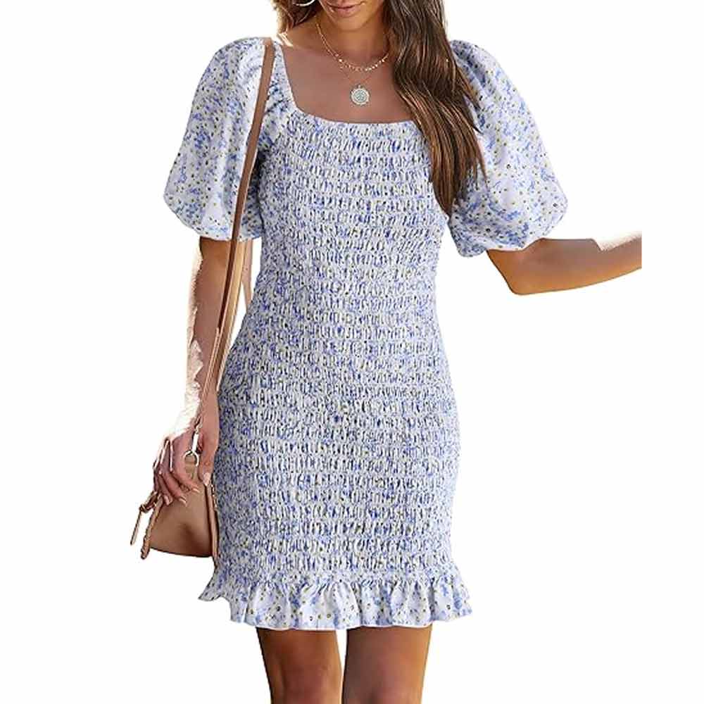 Floral Puff Sleeve Mini Dress