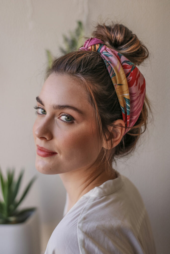 Messy Bun with Hair Scarf