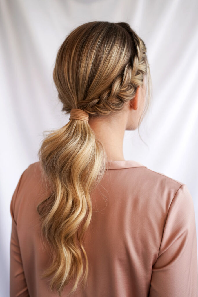Braided Crown into Soft Ponytail