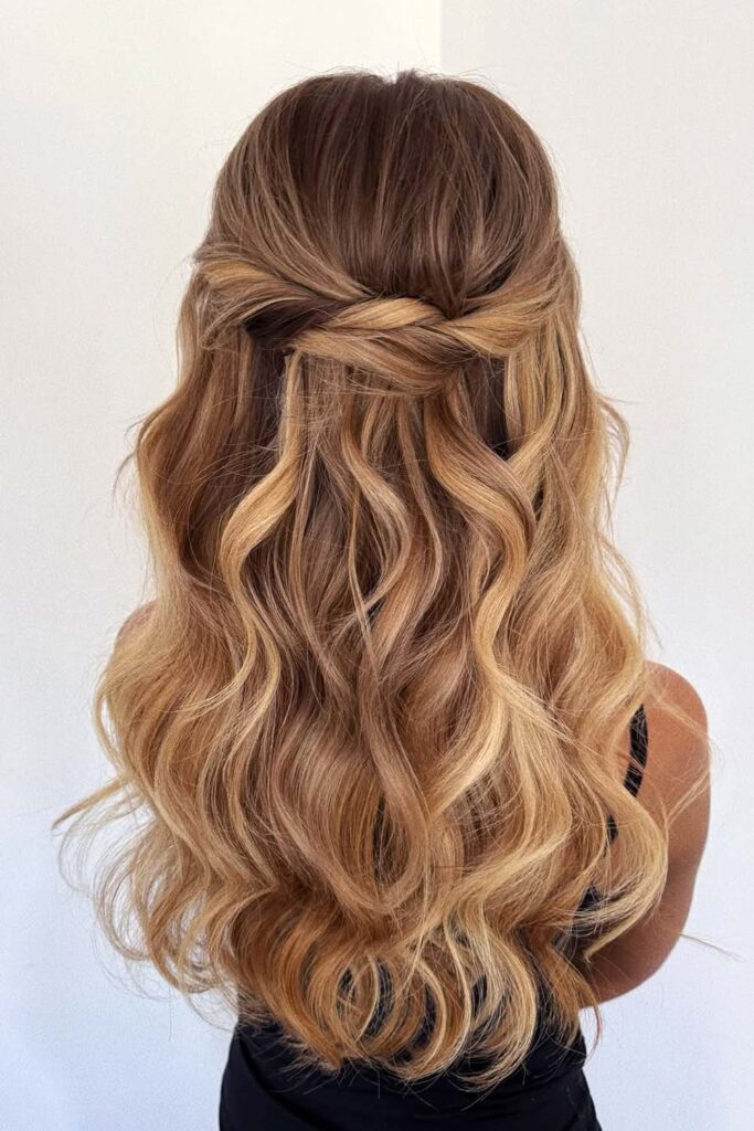 Loose Half-Up Twist with Soft Waves