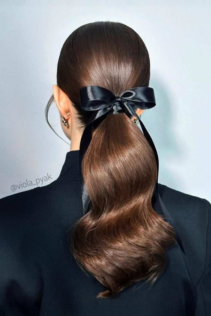 Sleek Ribbon-Tied Ponytail
