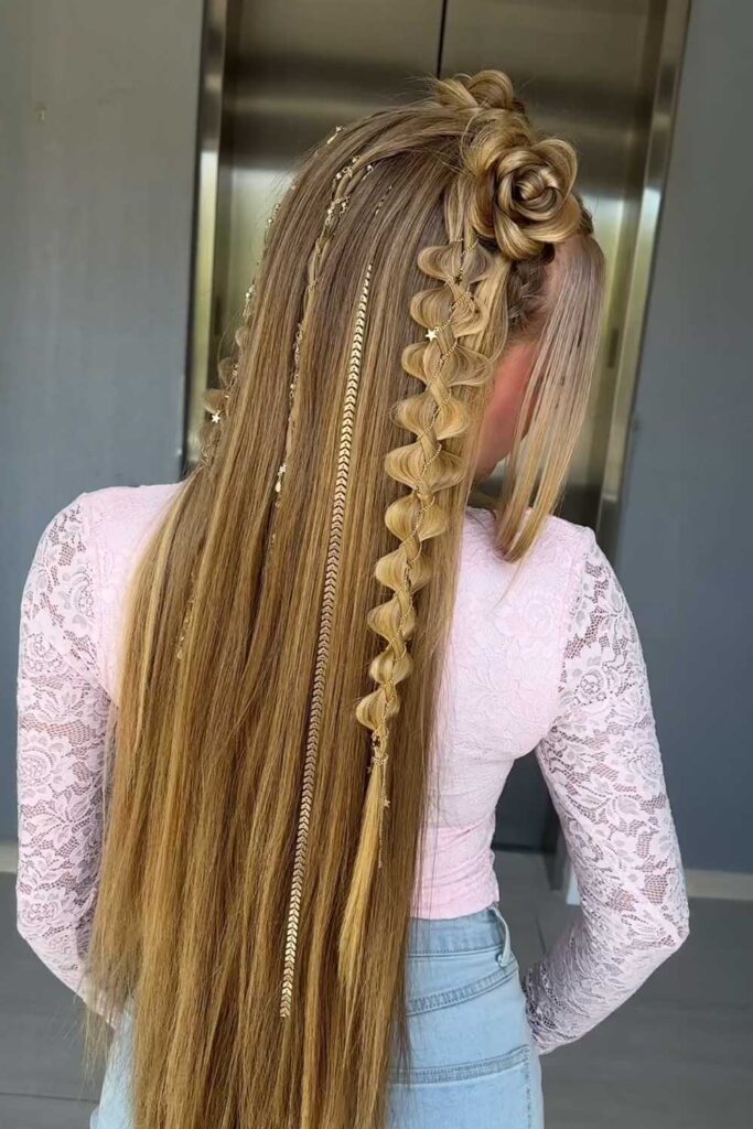 Braided Space Buns with Face-Framing Strands