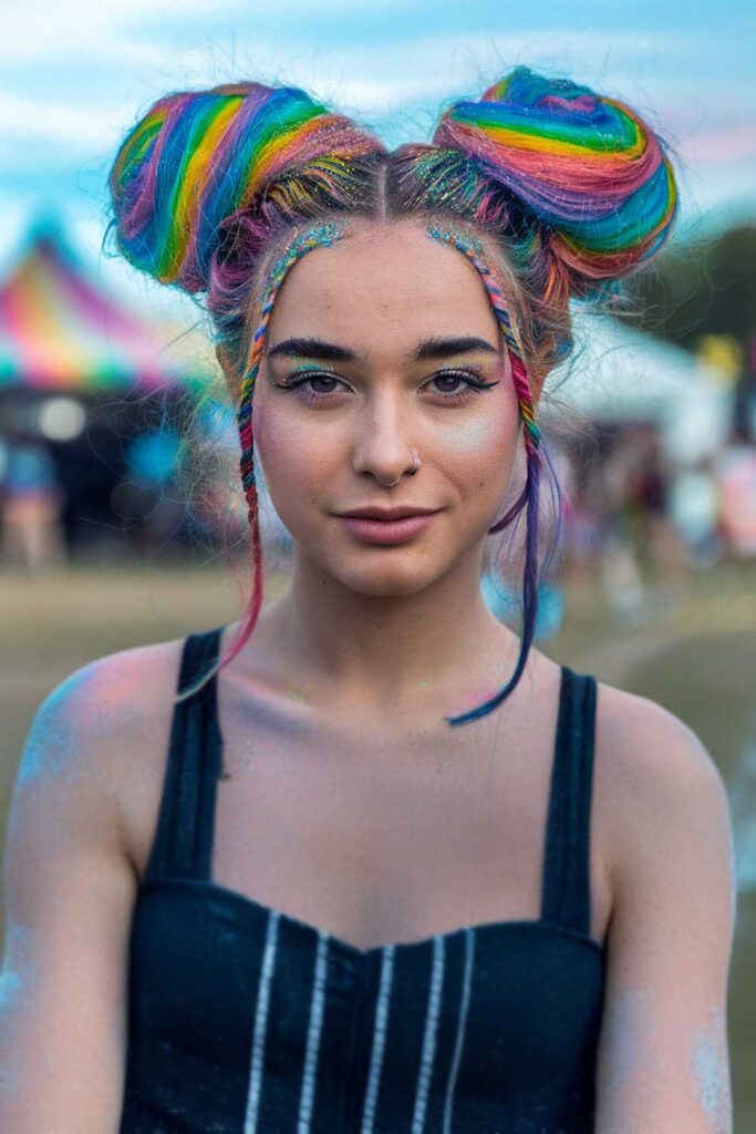 Rainbow Space Buns
