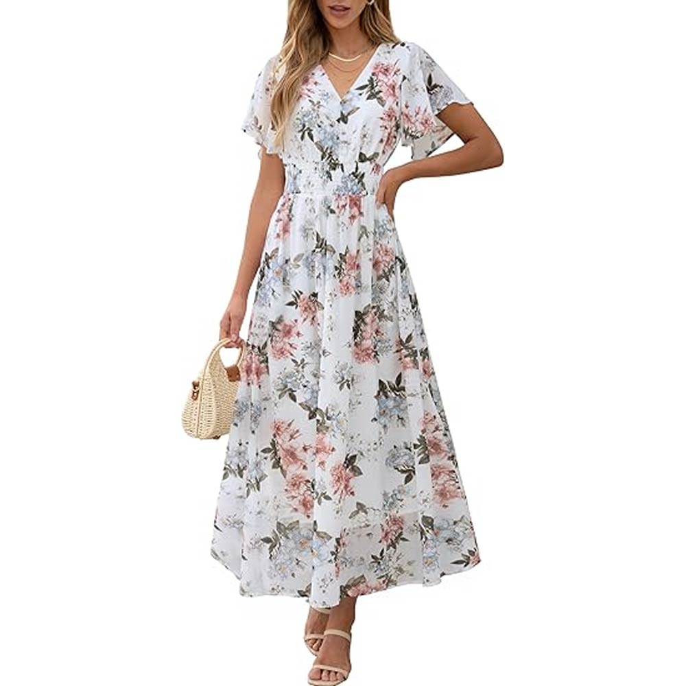 Casual V Neck Maxi Dress