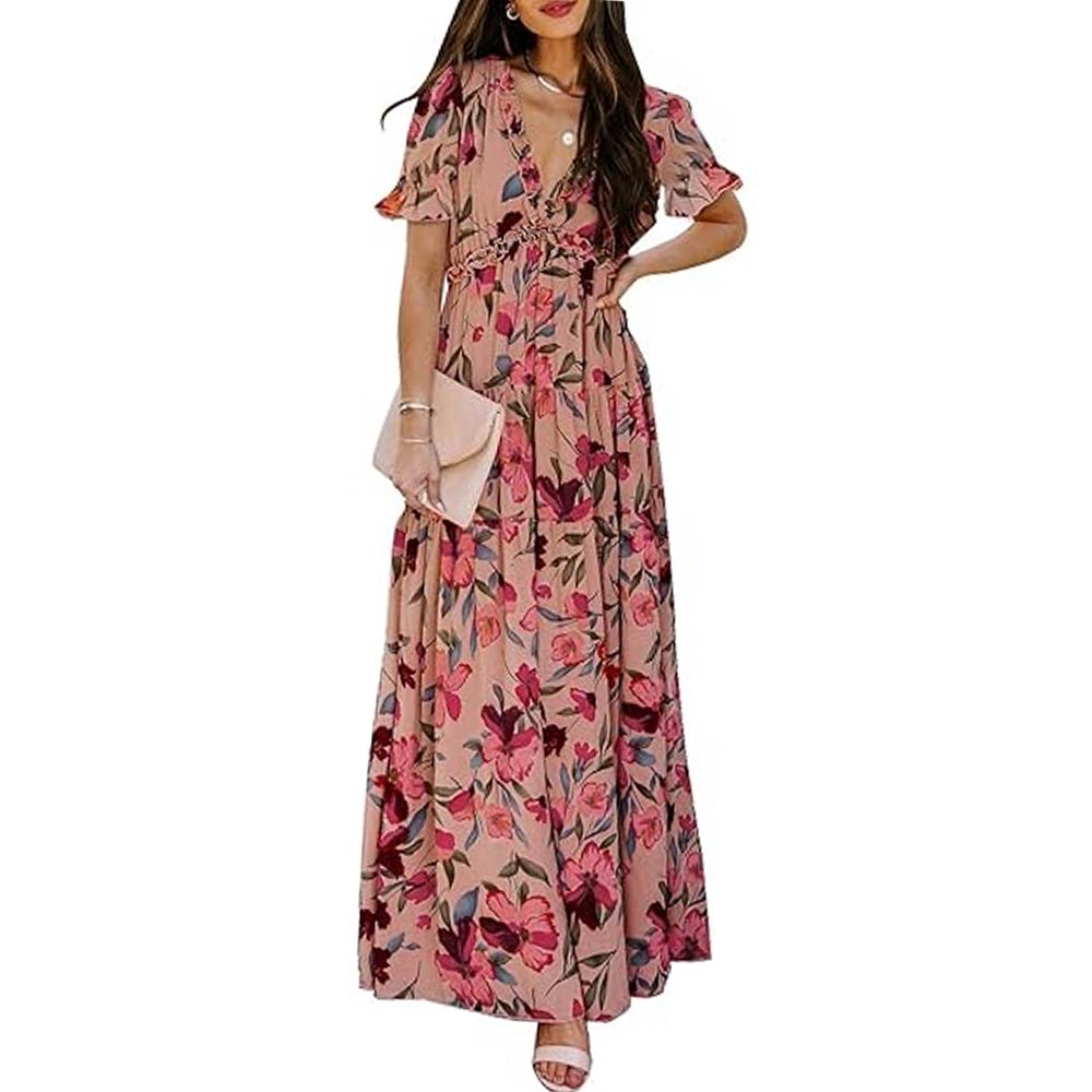 Casual Boho Floral Printed Maxi Dress