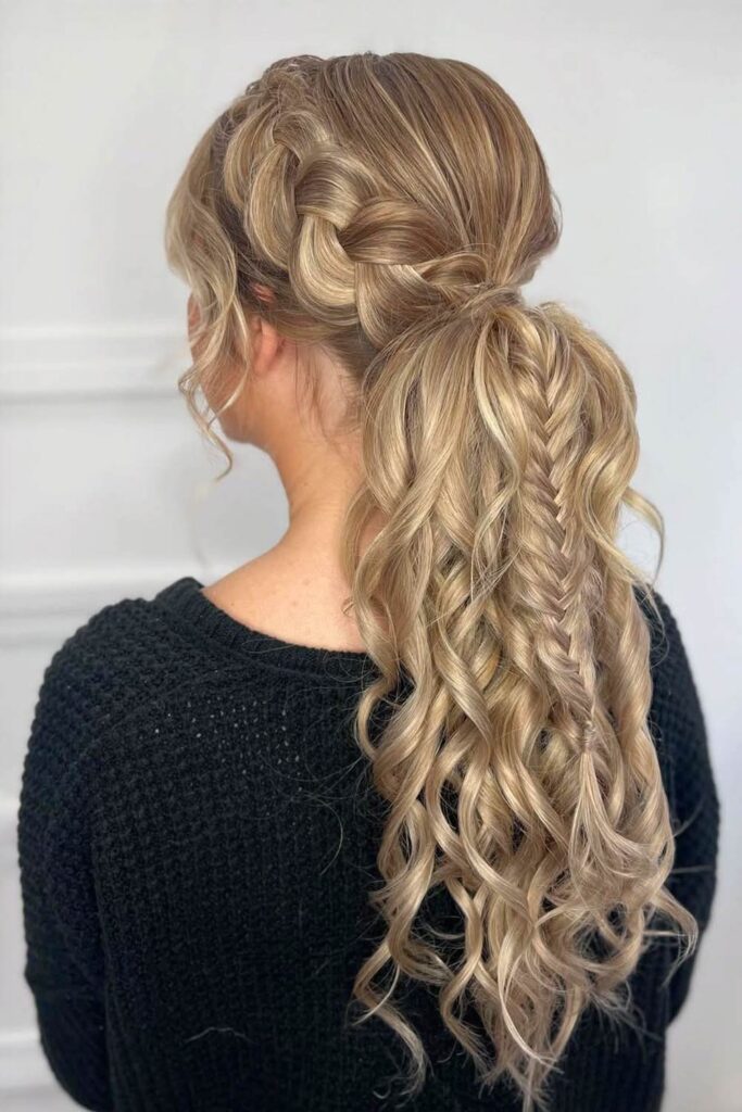 Braided Ponytail with Curled Lengths