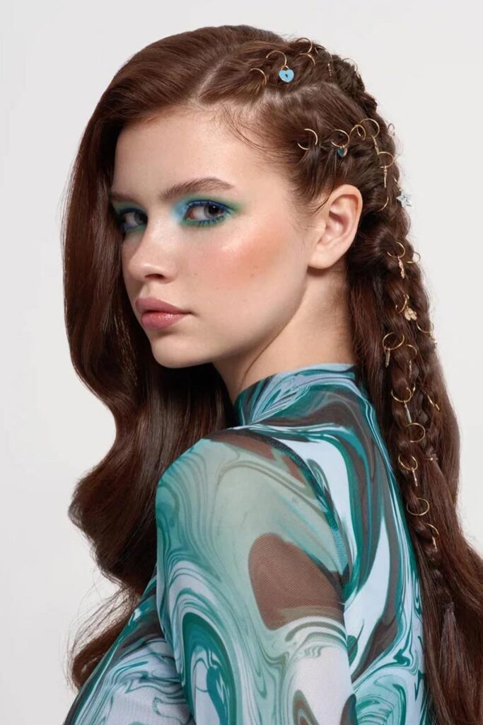 Side Braided Accent with Hair Jewelry