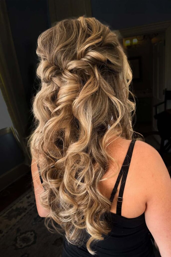 Voluminous Half-Updo with Defined Curls