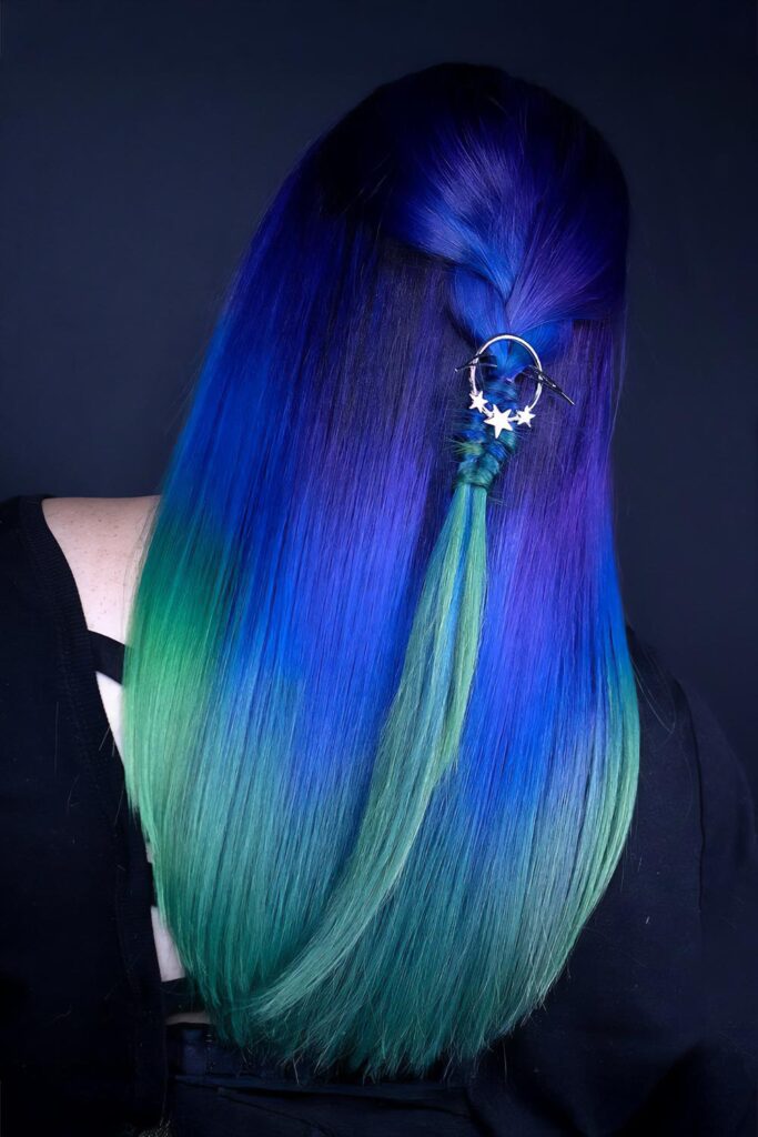 Summer Ombre Hair in Deep Blue and Green