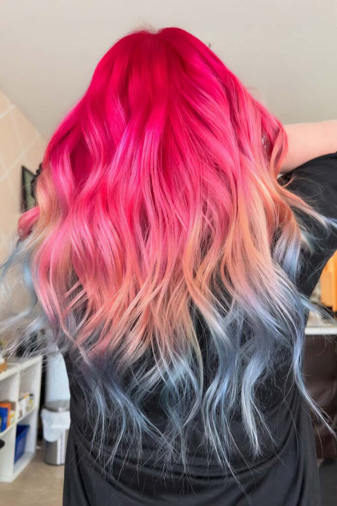 Hot Pink to Ice Blue Ombre
