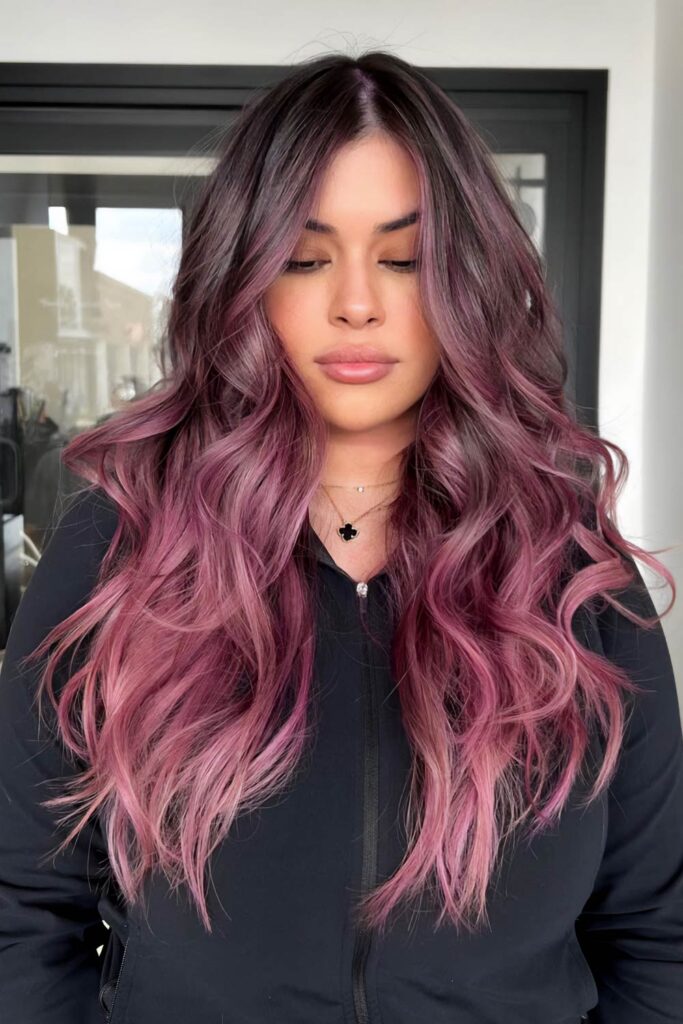 Mauvey Pink Ombre Hair for a Soft Romantic Look