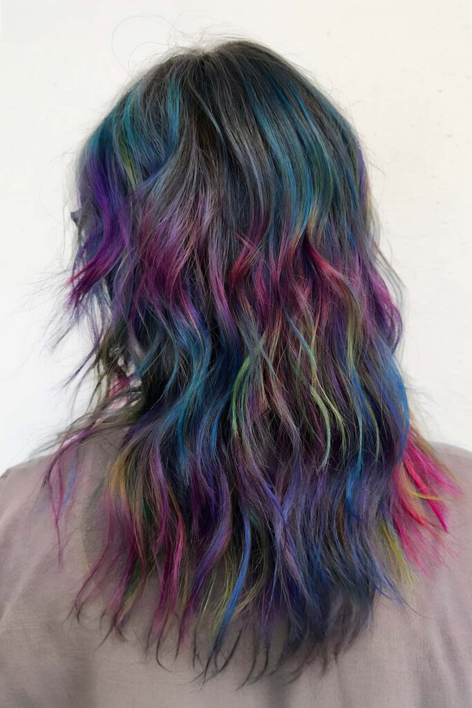 Muted Rainbow Ombre Hair for a Darker Aesthetic