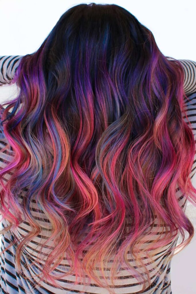 Midnight Ombre Hair with Purple and Rose Tones