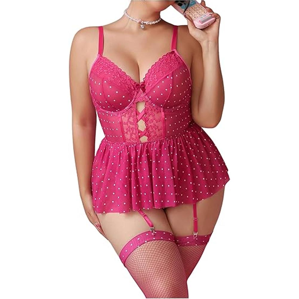 Plus Size Garter Lingerie Set