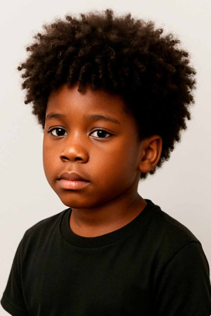 Voluminous Medium-Length Curls #blackboyshaircuts #blackboyhaircuts #boyshaircuts