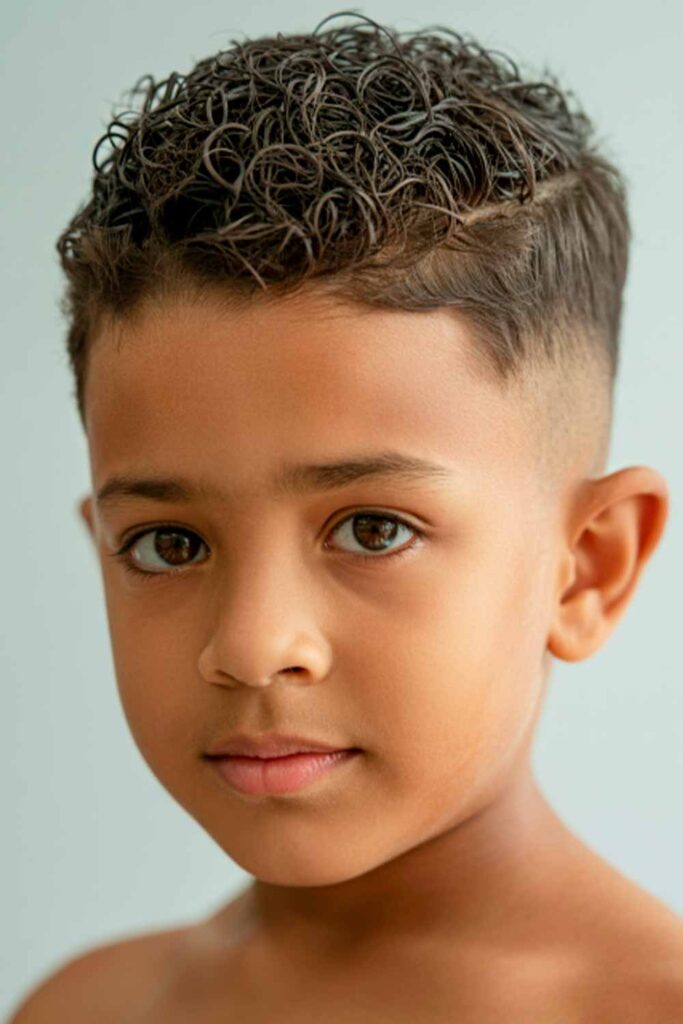 Skin Fade with Short Curly Top #blackboyshaircuts #blackboyhaircuts #boyshaircuts