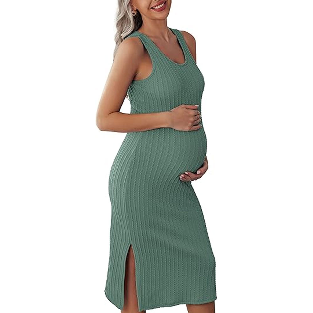 Rib Knit Sleeveless Maternity Dress