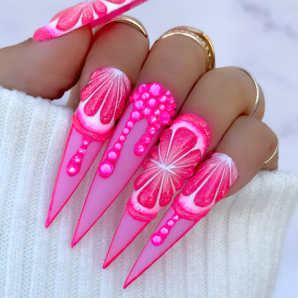 Pink Stiletto Nails Design