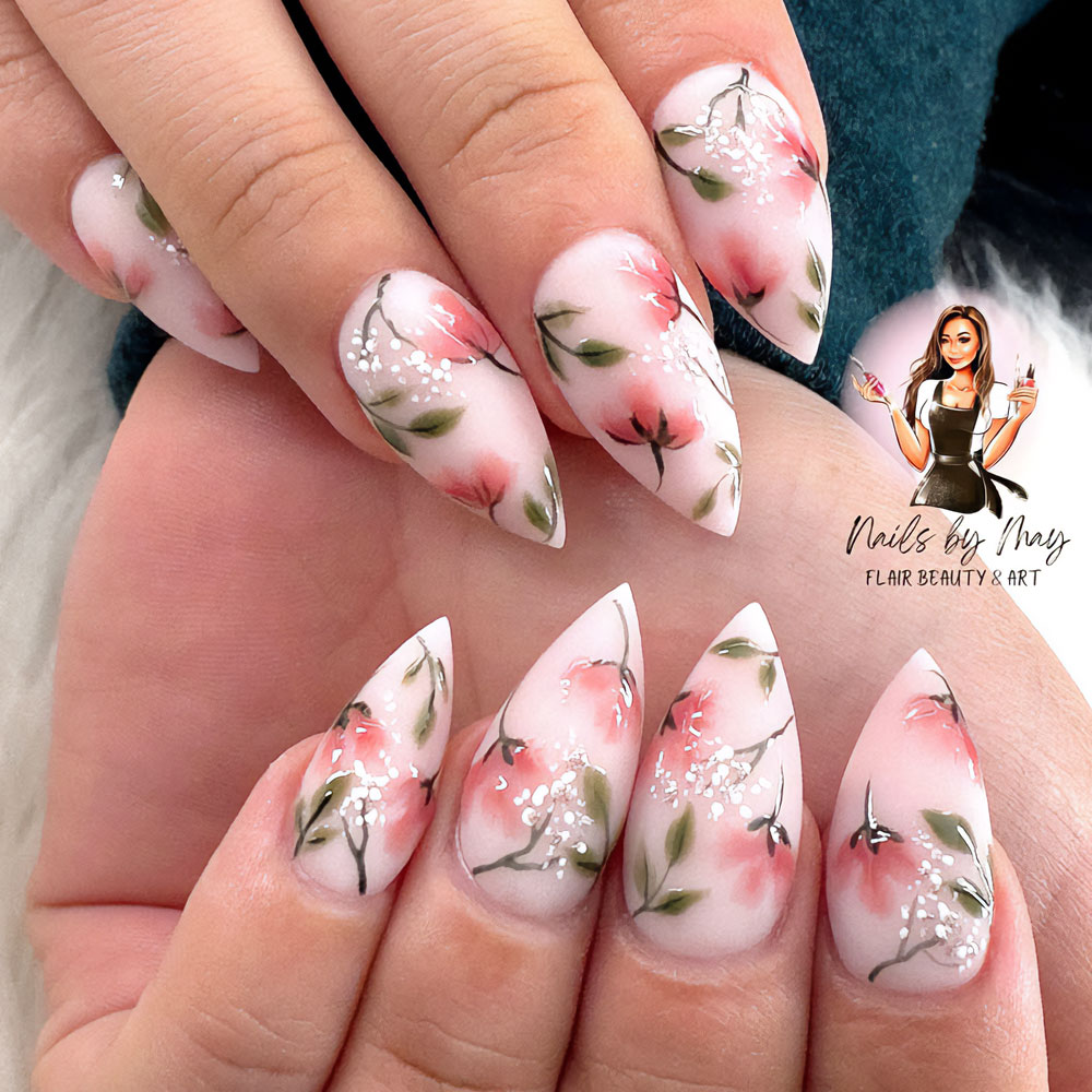 Flowered Idea for Short Stilettos