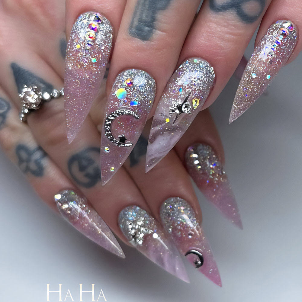 Glitter Stiletto Nails