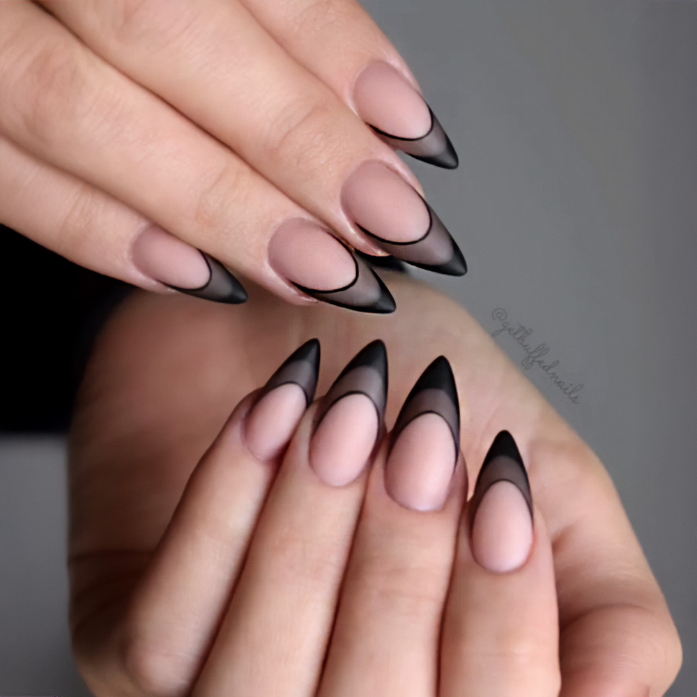 Short Stiletto Nails With French Mani